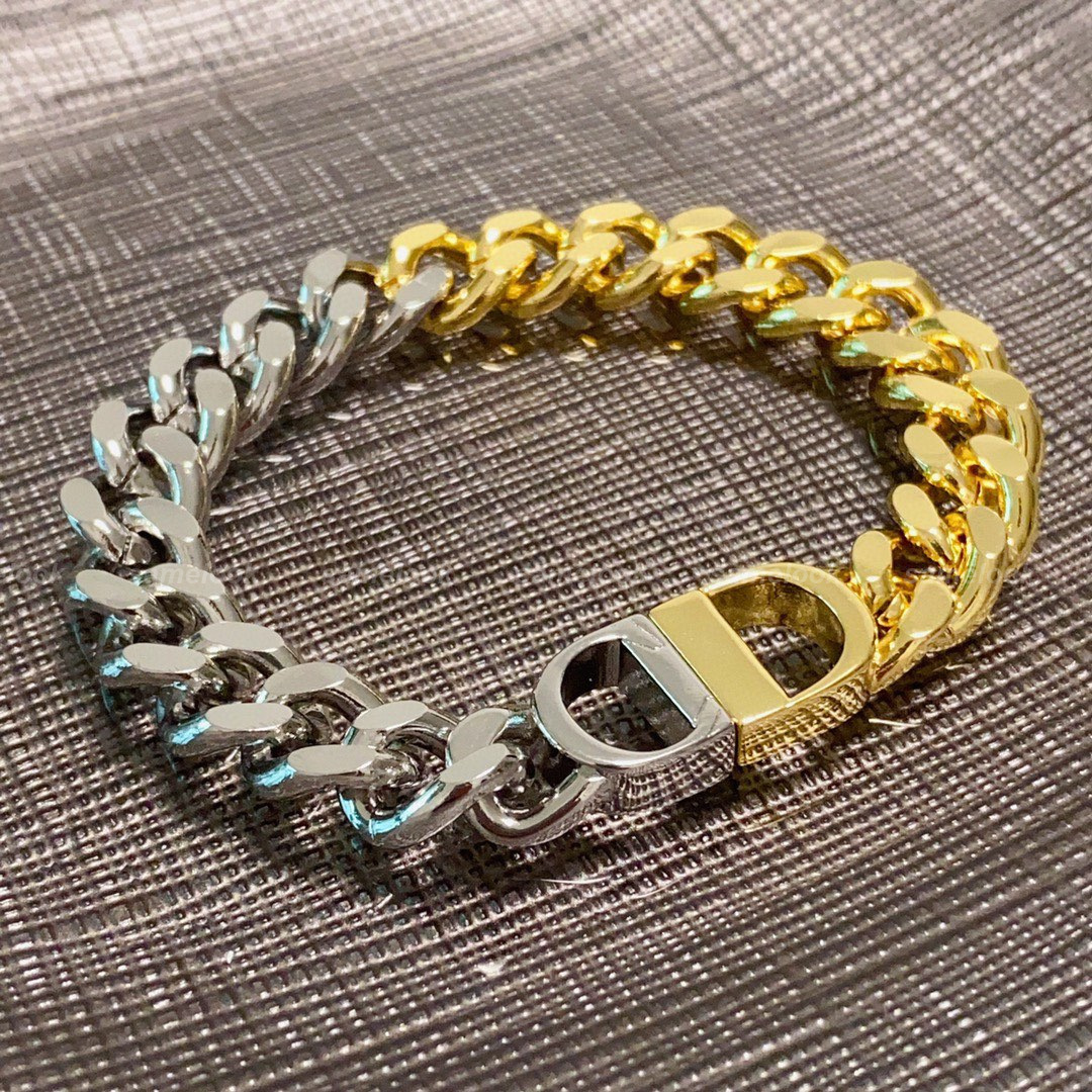 디올 CD 네이비 체인 링크 브레이슬릿 – 바이 컬러